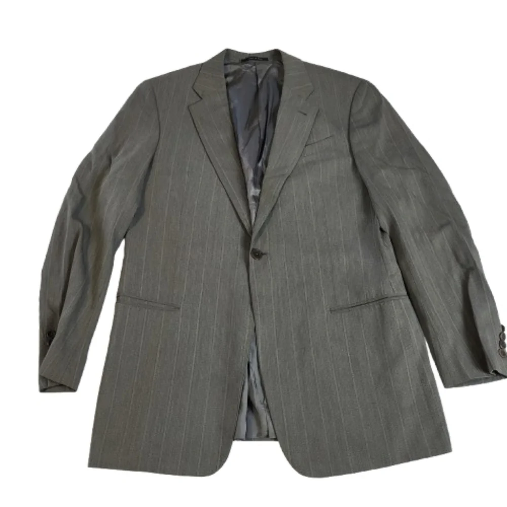 Armani Collezioni Suit Jacket Grey Striped Wool Blend Italian‎ Men's Size 42 L